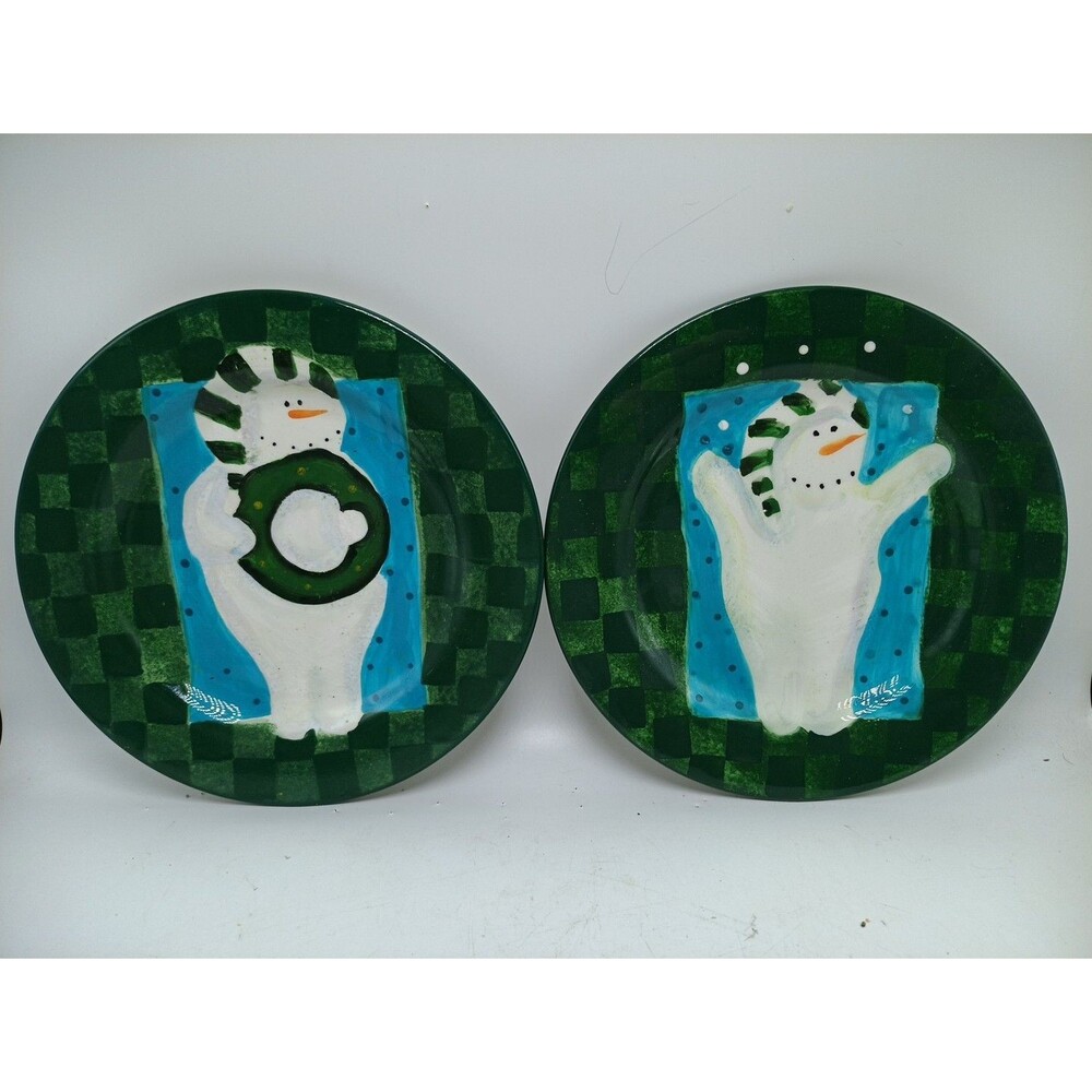 Lot of 2- Sakura Table Earthenware- Let It Snow -Salad Plate Collectibles